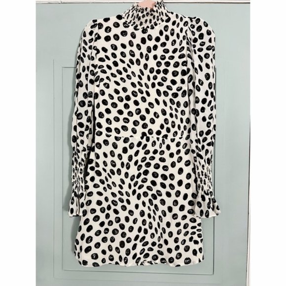 Reformation Black and White Polka Dot Mini Dress - Picture 2 of 11